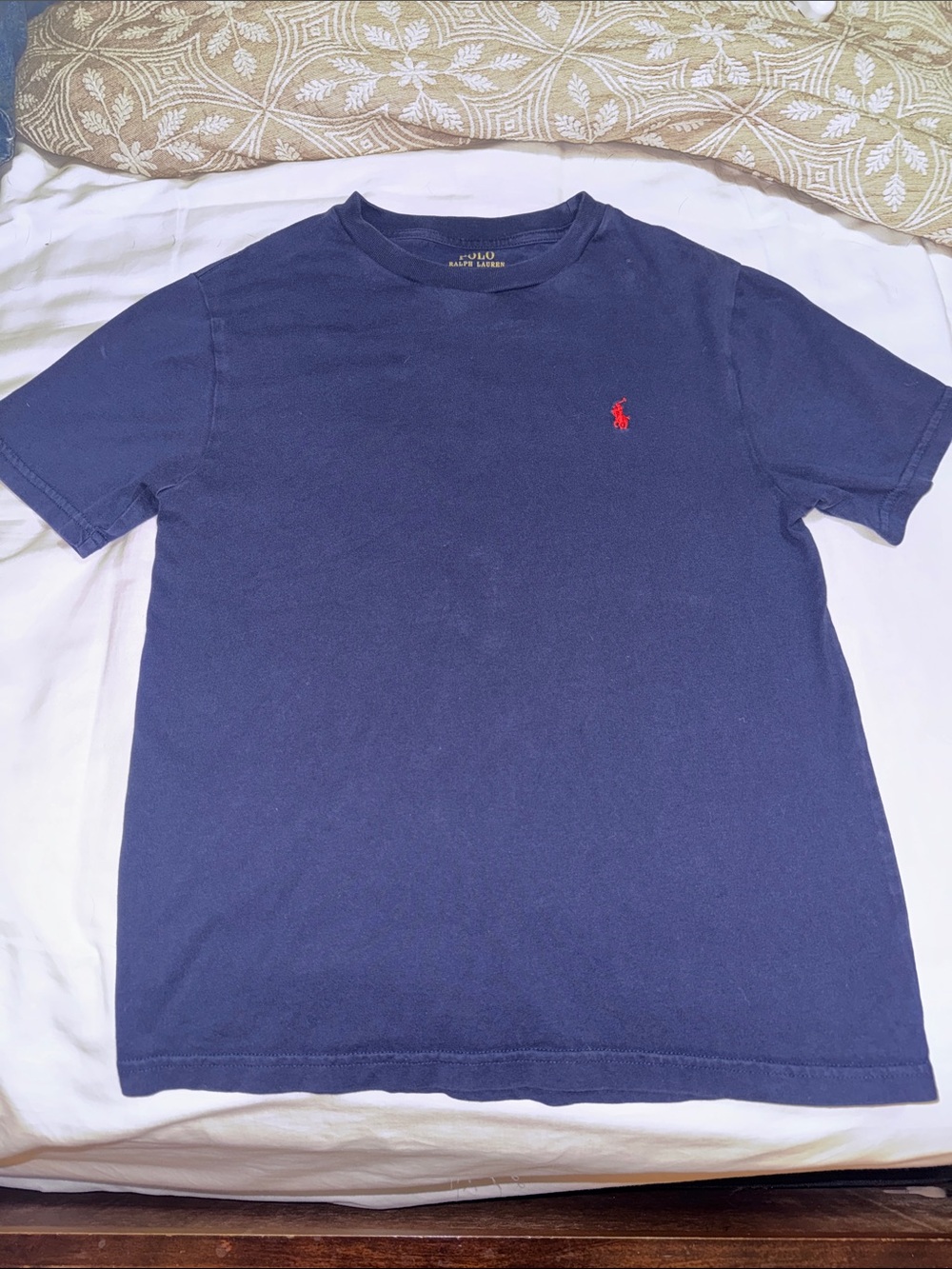 Ralph Lauren Navy Short-Sleeve Crew Tee with Red Polo Embroidery